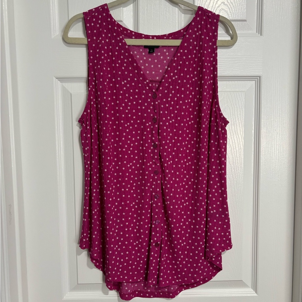 torrid Fuchsia Star-Print Button Front Sleeveless Top